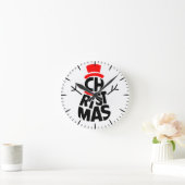 Christmas Snowman Word Art Runde Wanduhr (Zuhause)