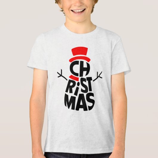 Christmas Snowman Word Art Tri-Blend Shirt (Vorderseite)