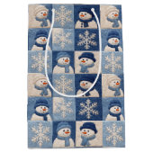 Christmas Snowmen and Snowflakes Quilt Pattern Mittlere Geschenktüte (Vorderseite)