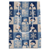 Christmas Snowmen and Snowflakes Quilt Pattern Mittlere Geschenktüte (Rückseite)