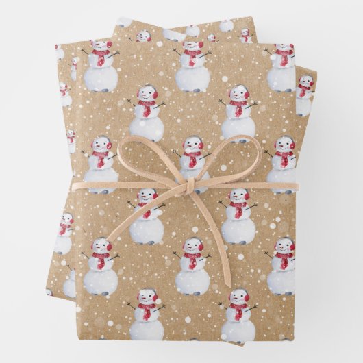 Christmas Snowmen Kraft Geschenkpapier Set (Beispiel)