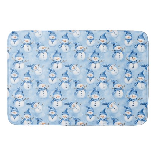 Christmas Snowy Blue Bath Mat Badematte (Vorderseite)