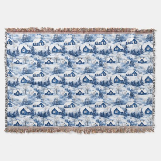 Christmas Snowy Blue Throw Blanket Decke (Vorderseite)