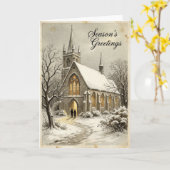 Christmas Snowy Church Card Karte (Gelbe Blume)