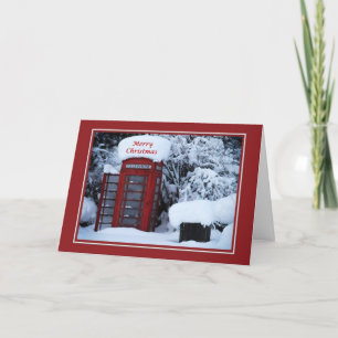Christmas Snowy English Phone Box Card Feiertagskarte