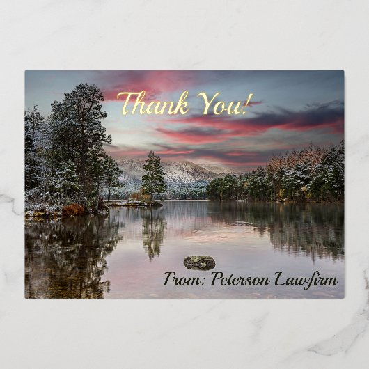 Christmas Snowy Landscape Danke Folien Feiertagskarte (Vorderseite)