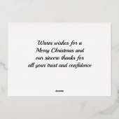 Christmas Snowy Landscape Danke Folien Feiertagskarte (Rückseite)