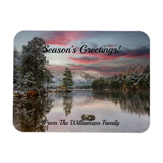 Christmas Snowy Landscape Scottish Loch Magnet (Horizontal)