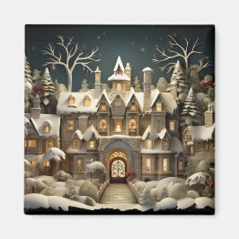 Christmas Snowy Manor Storybook Wonderland Magnet