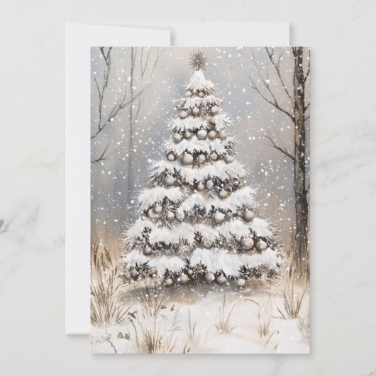 Christmas Snowy Night Feiertagskarte (Vorderseite)