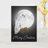 Christmas Snowy Owl In the Moonlight Karte (Gelbe Blume)