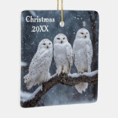 Christmas Snowy Owls Keramikornament (Rechts)