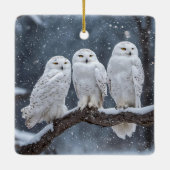 Christmas Snowy Owls Keramikornament (Rückseite)