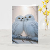 Christmas Snowy Owls On a Winter Branch Karte (Gelbe Blume)