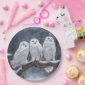 Christmas Snowy Owls Pappteller (Party)
