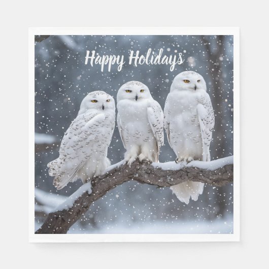 Christmas Snowy Owls Serviette (Vorderseite)