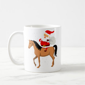 Christmas Snowy Santa Riding Horse Xmas Ugly Kaffeetasse