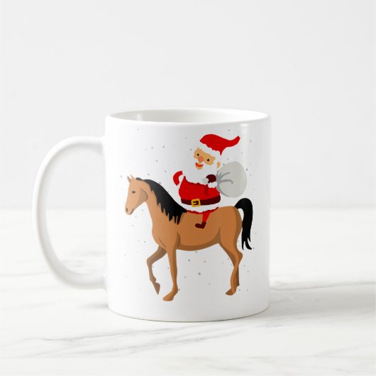 Christmas Snowy Santa Riding Horse Xmas Ugly Kaffeetasse (Links)