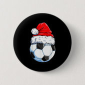 Christmas Soccer Ball Santa Hat Funny Srts Xmas Bo Button (Vorderseite)