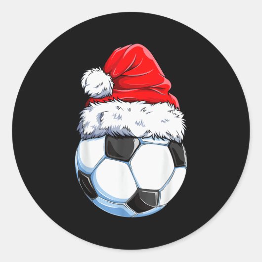 Christmas Soccer Ball Santa Hat Funny Srts Xmas Bo Runder Aufkleber (Vorderseite)