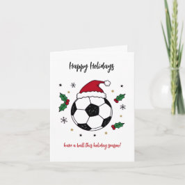 Christmas Soccer Ball Santa Hat Greeting Cards Feiertagskarte