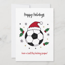 Christmas Soccer Ball Santa Hat Greeting Cards Feiertagskarte