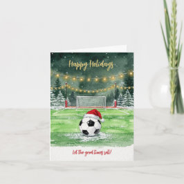 Christmas Soccer Ball Santa Hat Greeting Cards Feiertagskarte