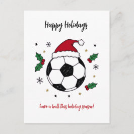 Christmas Soccer Ball Santa Hat Greeting Cards Feiertagspostkarte