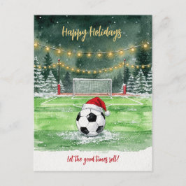 Christmas Soccer Ball Santa Hat Greeting Cards Feiertagspostkarte