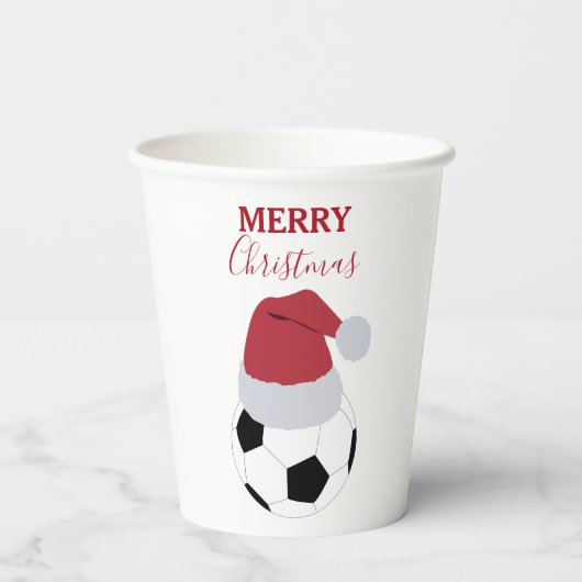 Christmas Soccer Ball Sports Football Holiday Pappbecher (Rückseite)