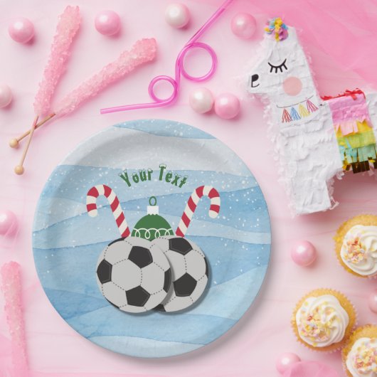 Christmas Soccer Candy Cane Custom Paper Teller (Party)