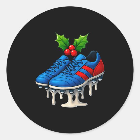 Christmas Soccer Cleats Ice Cream Drip Xmas Runder Aufkleber (Vorderseite)