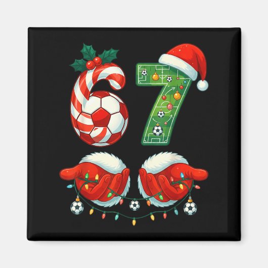 Christmas Soccer Drip Number 67 Boys Soccer Player Magnet (Vorne)