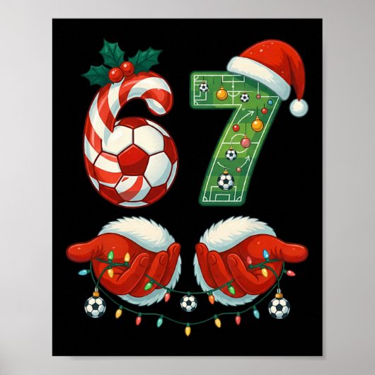 Christmas Soccer Drip Number 67 Boys Soccer Player Poster (Vorne)