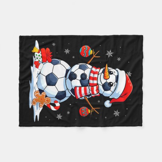 Christmas Soccer Funny Snowman Men Boys Kids Fleecedecke (Vorderseite (Horizontal))