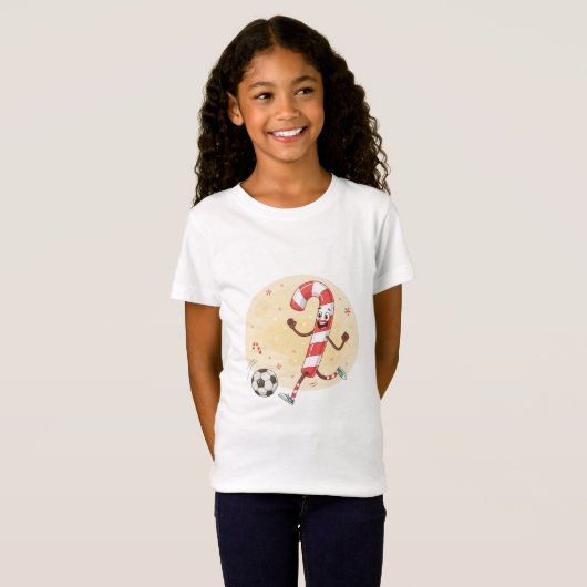 Christmas Soccer Player Candy Cane T-Shirt (Vorne ganz)