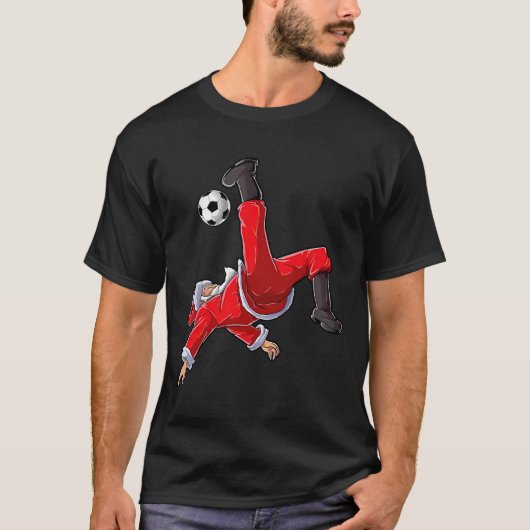 Christmas Soccer Santa Funny Bicycle Kick  T-Shirt (Vorderseite)