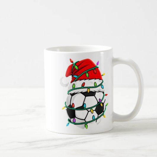 Christmas Soccer Santa Hat Lights Santa Srts Xmas  Kaffeetasse (Rechts)