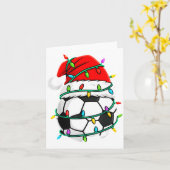 Christmas Soccer Santa Hat Lights Santa Srts Xmas Karte (Gelbe Blume)