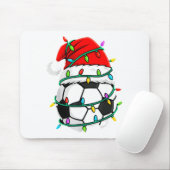 Christmas Soccer Santa Hat Lights Santa Srts Xmas  Mousepad (Mit Mouse)