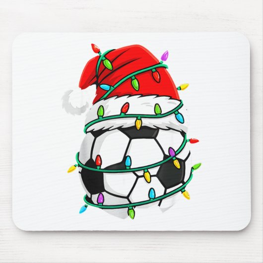 Christmas Soccer Santa Hat Lights Santa Srts Xmas Mousepad (Vorne)