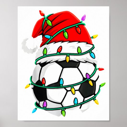 Christmas Soccer Santa Hat Lights Santa Srts Xmas  Poster (Vorne)