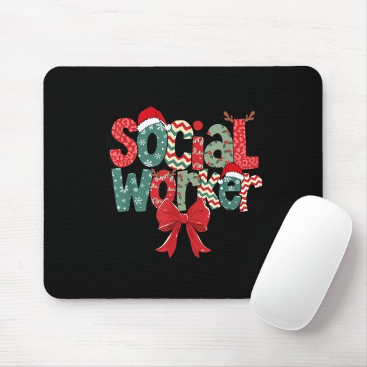 Christmas Social Worker Retro Xmas Tis The Season Mousepad (Mit Mouse)