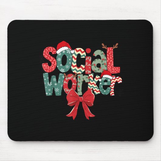 Christmas Social Worker Retro Xmas Tis The Season Mousepad (Vorne)