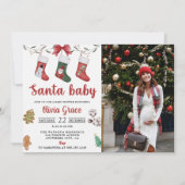 Christmas Sock Baby Dusche Party Foto Einladung (Vorderseite)