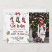 Christmas Sock Baby Dusche Party Foto Einladung (Vorderseite)