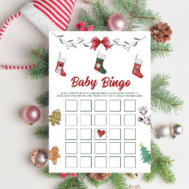Christmas Sock Baby Shower Baby Bingo Games Card Einladung