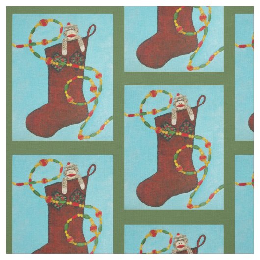 Christmas Sock Monkey Fabric Stoff (Muster)