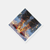 Christmas Socks and Holiday Lights in Snow Serviette (Ecke)