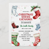 Christmas socks exchange party invitation einladung (Vorne/Hinten)